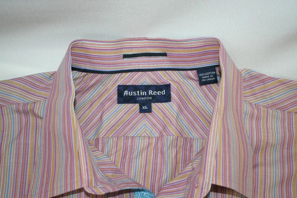 Camisa Austin Reed Manga Larga Rosa Rayas Informal Negocios Botón Para Hombres XL Foto 2 de 3