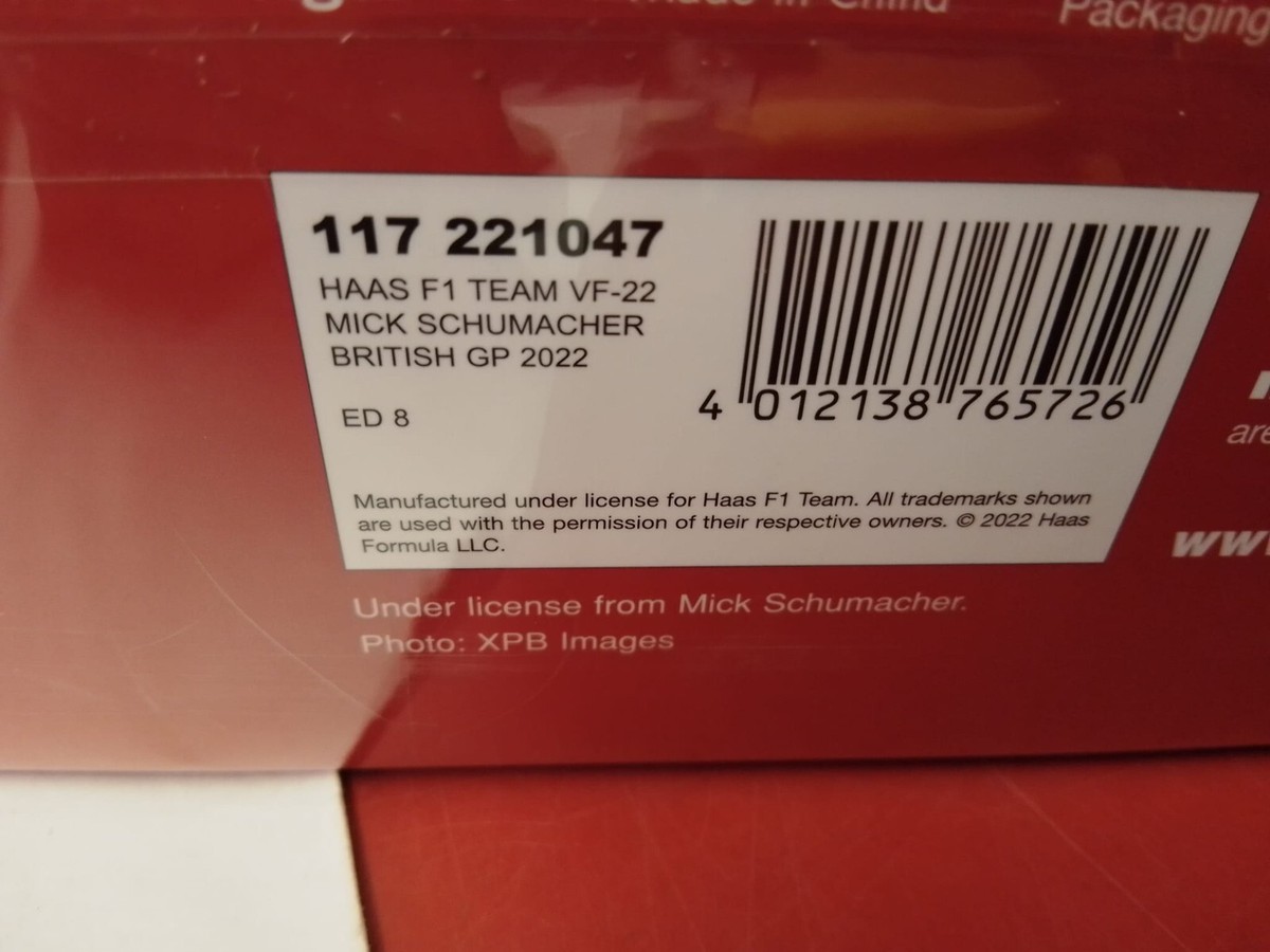 Minichamps 1:18 M. Schumacher Haas VF-22 #47 Primeiro Pontos Britânico