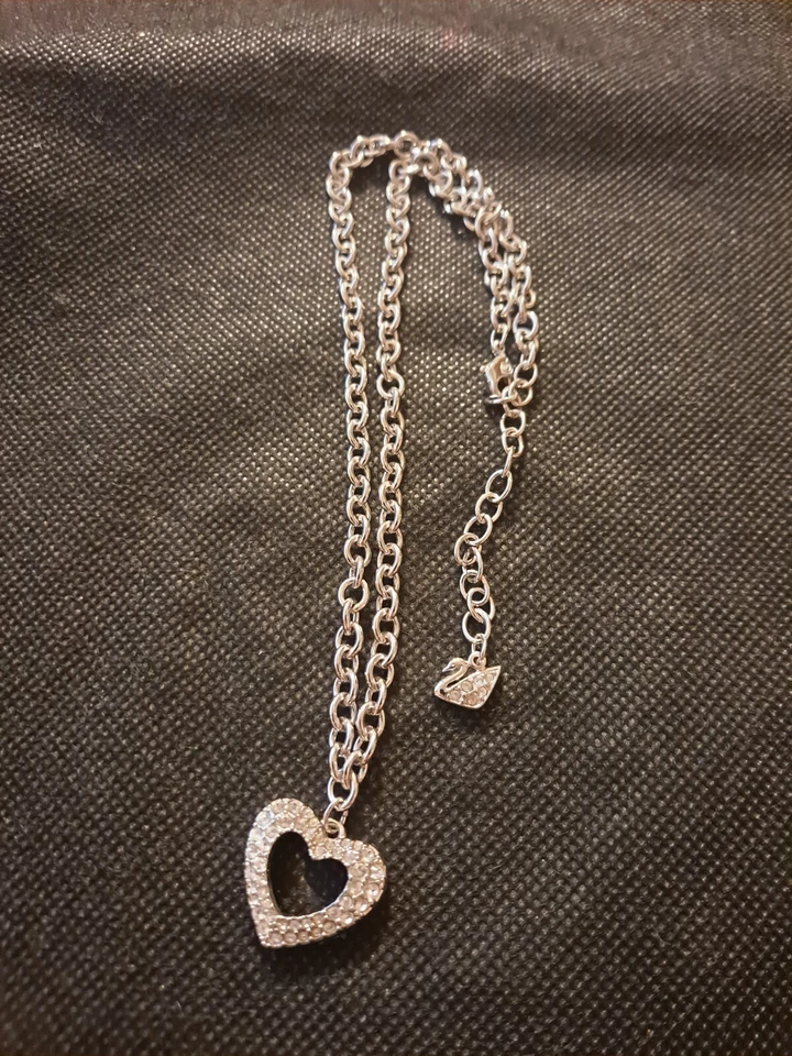 COLLAR CORAZÓN ACERO INOXIDABLE RODIO SWAROWSKI!   e6095UXX Foto 2 de 4