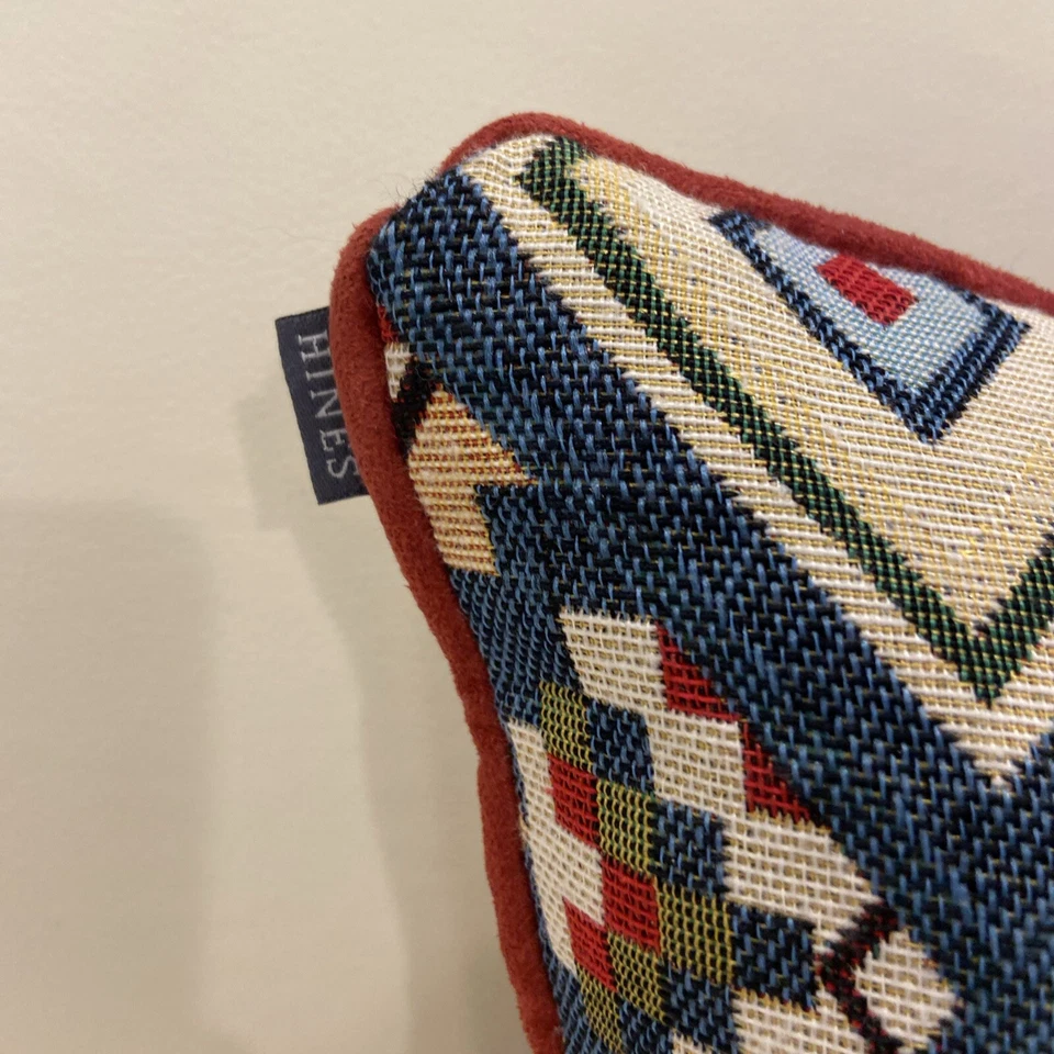 Hines Of Oxford Tapestry Cushion Boho Aztec Tribal Lumbar 12x17 Feather Filler - Image 3 of 4