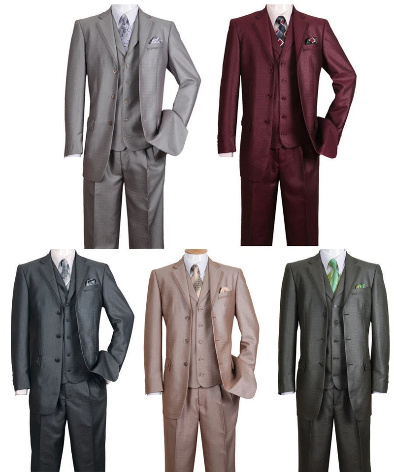 Men's Fashion Suit Lapel Trim Design With Vest and pants 3 Button 5 Colors 5909V - Image 3 of 4
