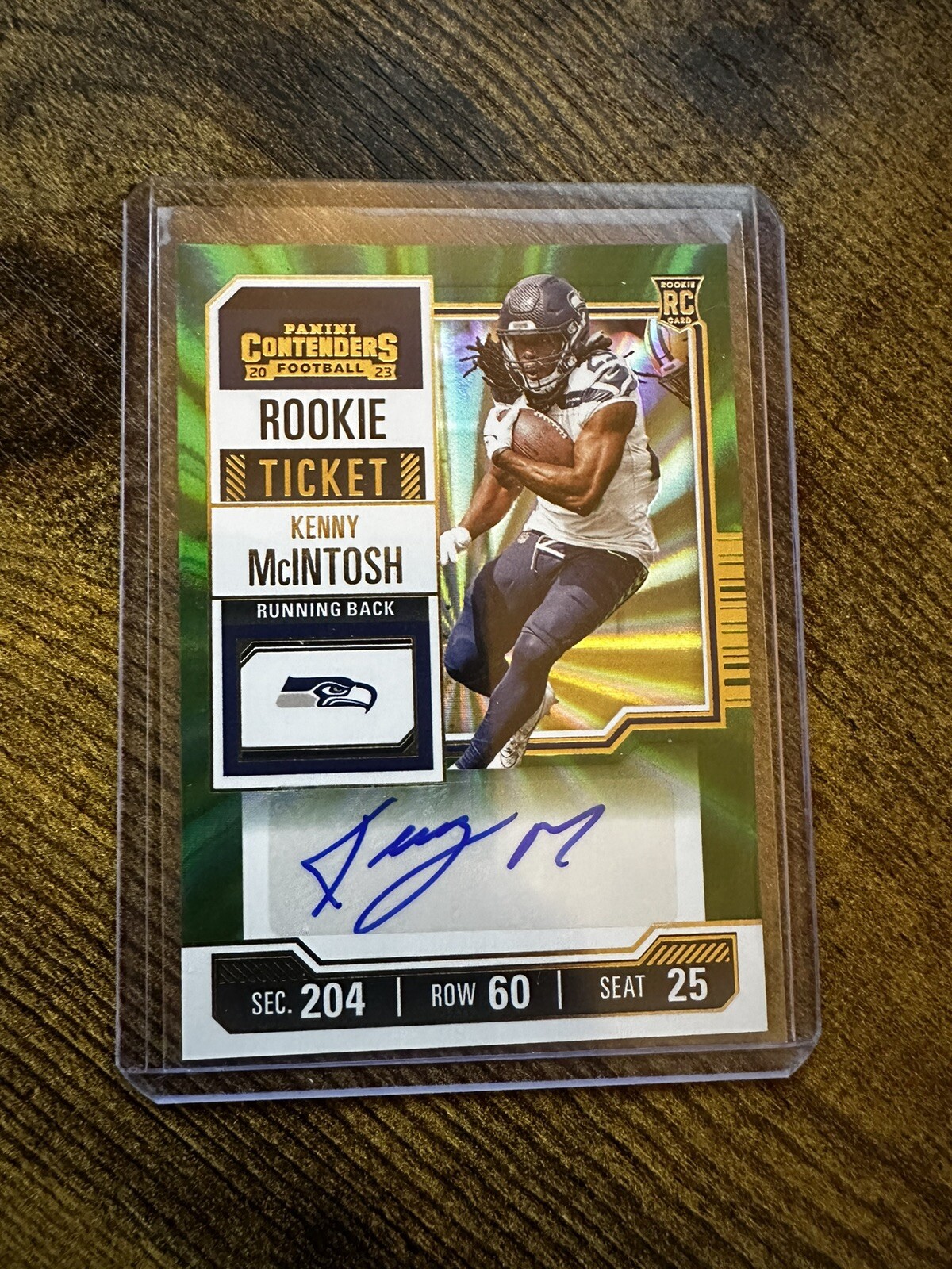 2023 Contenders Kenny McIntosh Rookie Ticket Auto #150 Green Laser Variation
