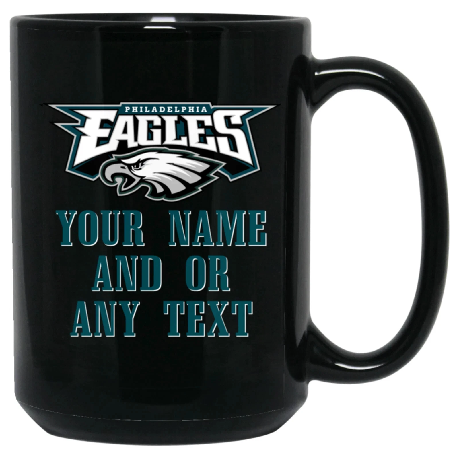 Custom Personalized Philadelphia Eagles Black Ceramic Coffee Mug Cup