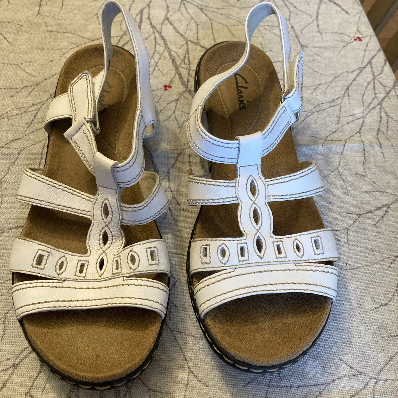 Scarpe sandali comodi Clarks Collection 9 M donna pelle bianca