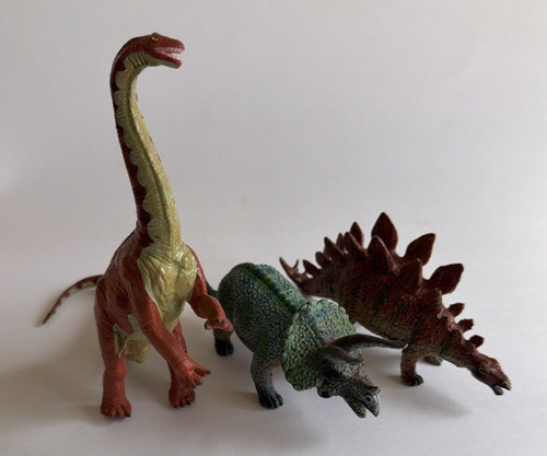 Dinosaur Toy Lot Of 3 Apatosaurus Triceratops Stegosaurus Figures