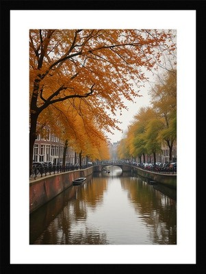 Intimate Amsterdam Canals Framed Wall Art Poster Canvas Print Picture