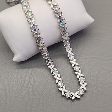 Rhinestone Necklace X Linked Aurora Borealis 16.5"
