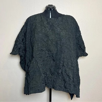 IGOR Women's Size L/XL Black Emma Boxy Crinkle Jacket Lagenlook Art To Wear