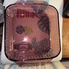 Pyrex 222-S Vintage Ribbed Cranberry Glass Casserole Dish 8"x8"x2"
