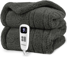 Electric Heated Blanket Throw - Ultra Soft Sherpa, 10 Heat Levels, 50x60 Inches