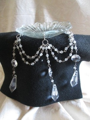 Vintage Crystal chandelier 5-pin bobeche w/crystals