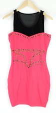 EVEN&ODD Women Dress M Hot Pink Sleeveless Stretch Studded Short Bodycon *