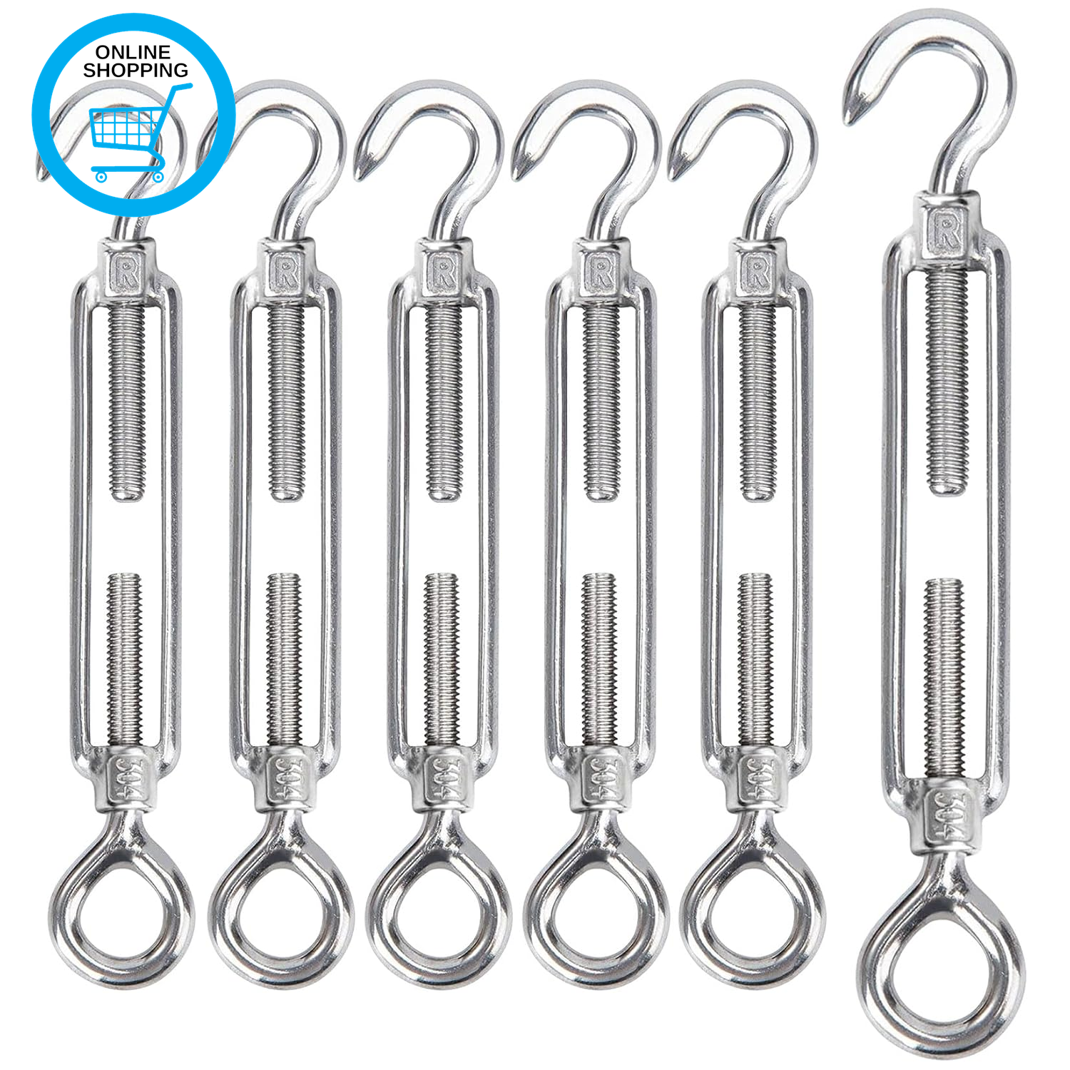 6Pcs Turnbuckle Wire Tensioner M4, Heavy Duty 304 Stainless Steel Turnbuckle Ten