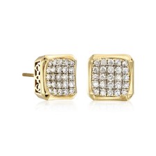 Vintage .50 ct. t.w. Diamond Square Cluster Earrings in 10kt Yellow Gold