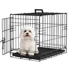 FDW 18-Inch Folding Metal Dog Crate for Small Dogs with Divider, Single Door