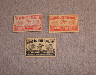 3 alte deutsche Zündholzetiketten Flamingo