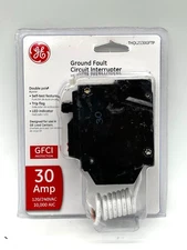 GE 30A Double Pole Ground Fault Circuit Breaker with Self Test THQL2130GFTP