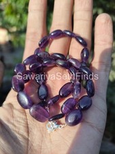 Natural Amethyst Nugget Necklace, Polished Purple Gemstone Beaded Jewelry