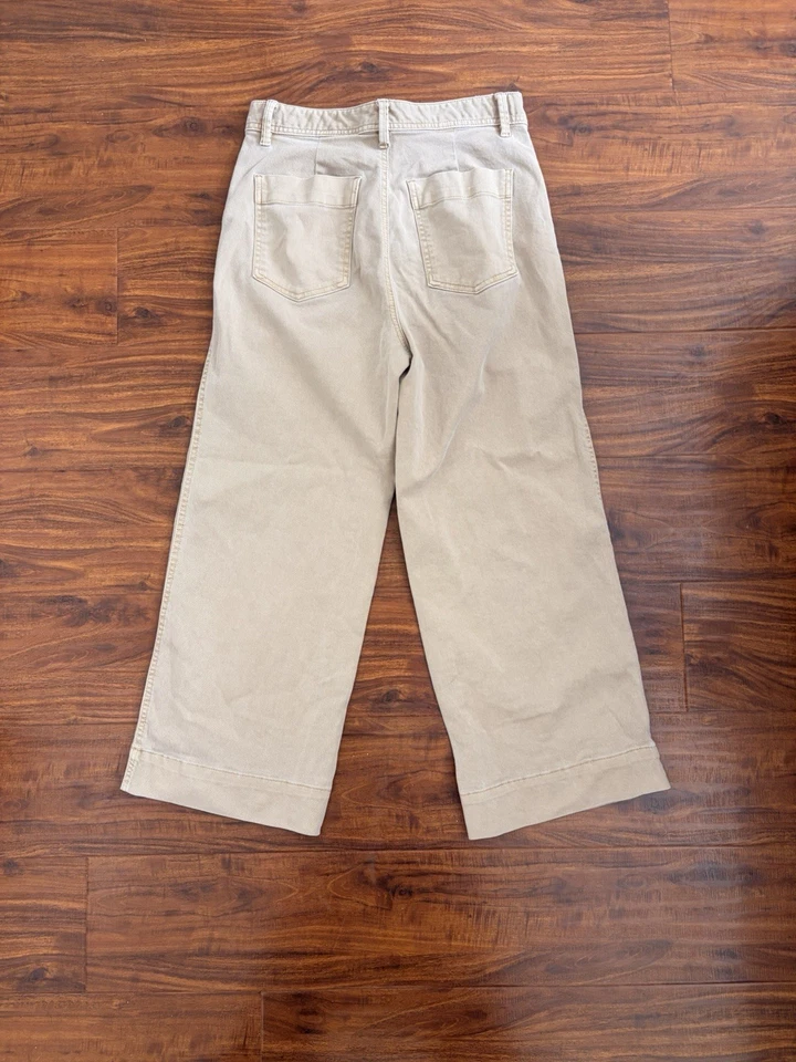 Pantalones chinos vintage de mezclilla de pierna ancha tiro alto para mujer talla 8 30x29 Khakl1 nuevos con etiquetas Foto 2 de 4