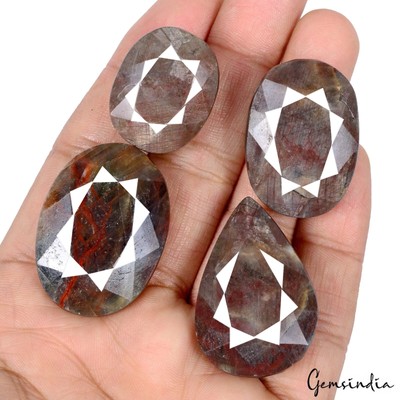 470 Ct 4 Stk Natürlicher Unbehandelter Saphir Mit Roten Streifen Lose Edelsteine