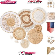 Durable 7 Pack Seagrass Wall Baskets - Boho-Chic Wicker Decor Essentials