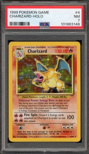 Pokemon Charizard Base Set Unlimited Holo Rare #4 PSA 7