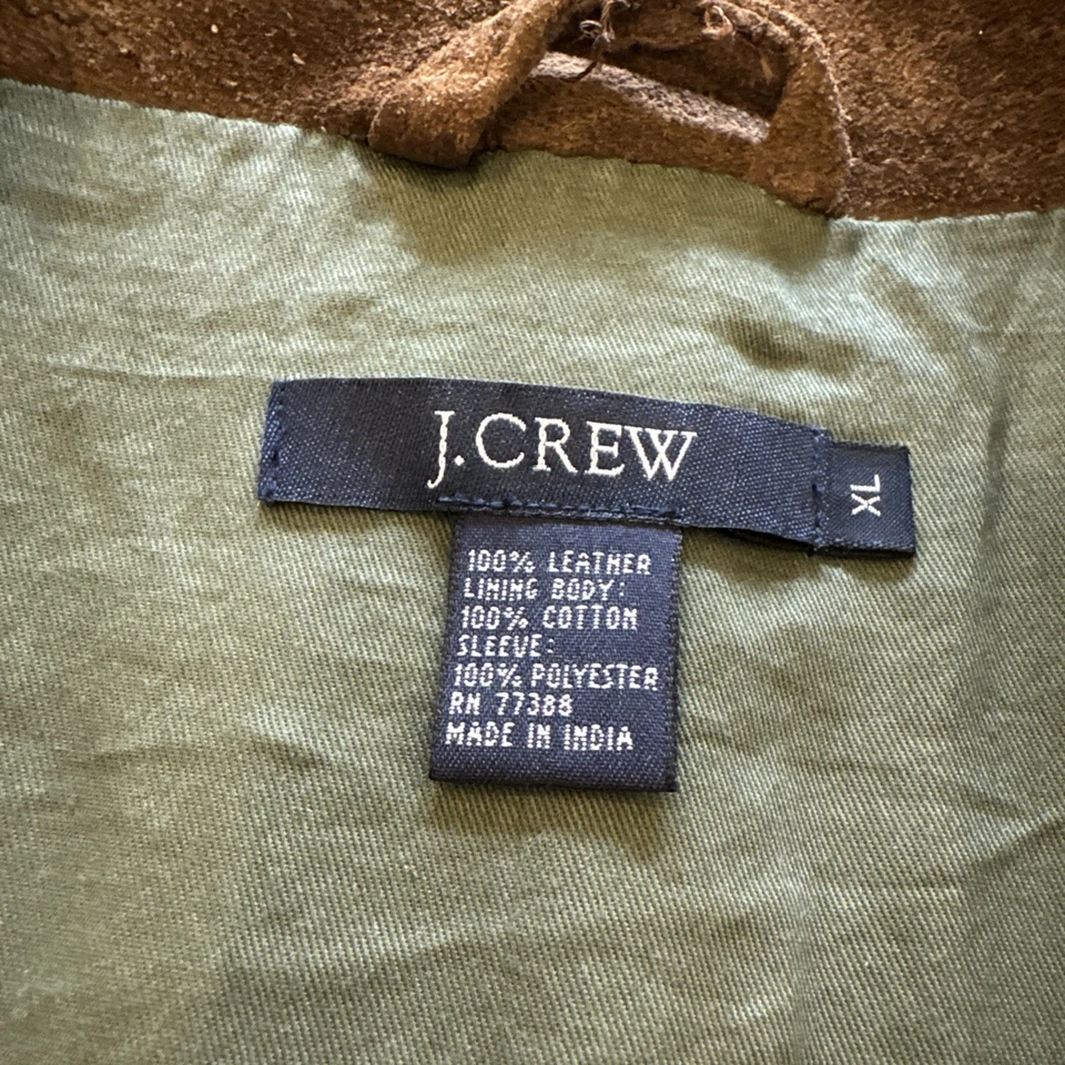 J.Crew Suede Leather Jacket Mens XL Vintage Brown 90s Harrington Bomber - Image 3 of 4