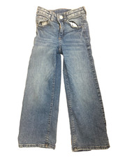 H M Girls Wide Leg Jeans Size 6 Medium Wash Denim Stretch 5-6Y