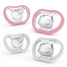 Nanobebe Active Baby Pacifiers 4-36 Months - 4 Count Pack of 1 , White/Pink