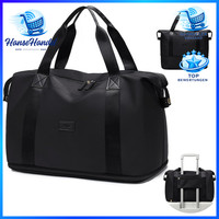 Reisetasche Damen 40L Erweiterbar Wasserdicht Sporttasche Duffle Bag Schwarz