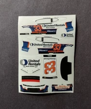 2025 Custom Austin Hill #33 United Rentals 1/64 Peel & Stick Decals