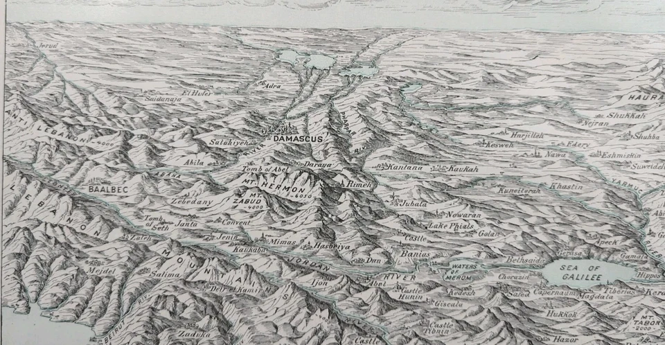Mapa de TIERRA SANTA 1901 22"x14" Antiguo Antiguo Original BELÉN JERUSALÉN  Foto 2 de 4
