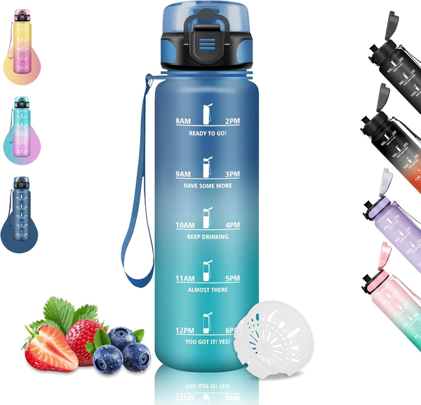 Trinkflasche- 1 Liter- Trinkflasche Sport, Trinkflasche Auslaufsicher, Leicht Zu-image