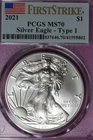 2021 PCGS MS70 TYPE 1 AMERICAN SILVER EAGLE #B52711