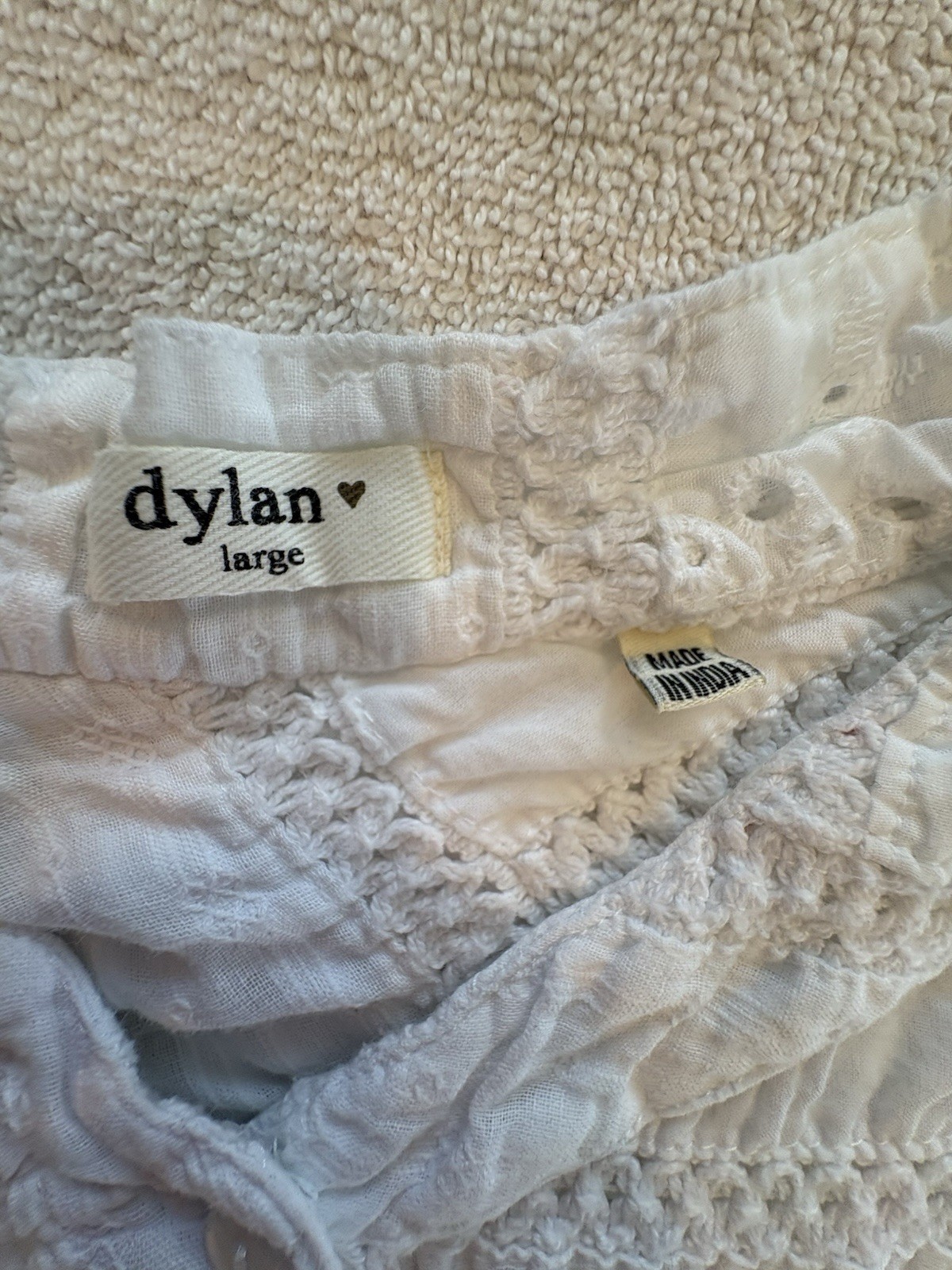 Dylan White Cotton Patchwork Lace Blouse Crochet … - image 8