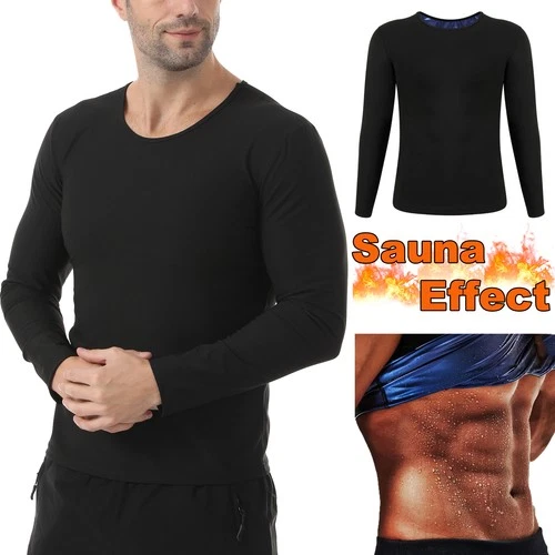 Men's Sauna Sweat Suits Shirt Compression Long Sleeve Sweat Enhancer Weight Loss