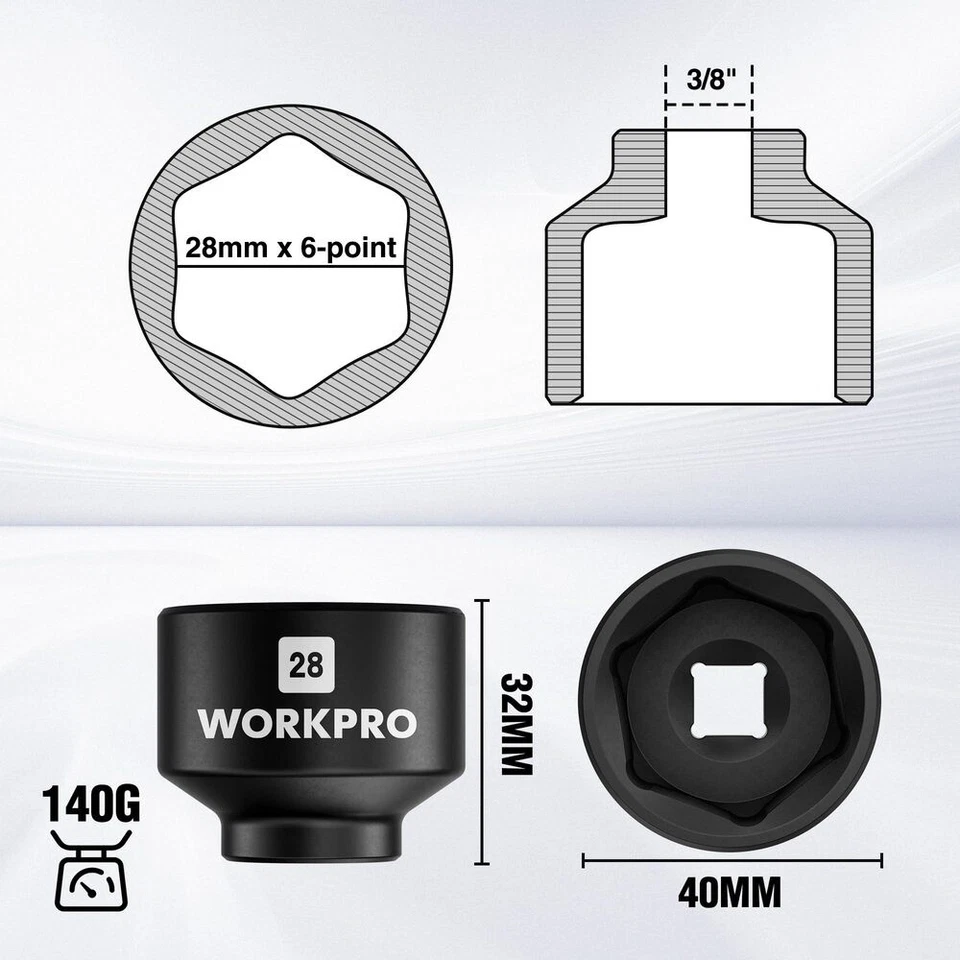 WORKPRO 28mm Oil Filter Socket Wrench Oil Filter Removal Tools Oil Filter Change - Image 2 of 4