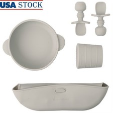 Baby Led Weaning Set 5PC BPA Free Silicone Feeding Tools Suction Bowl Cup Spoons