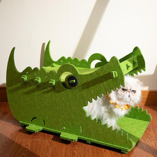 Cat Bed House Cave, for 25 Lbs Indoor Cats, Large Cute Crocodile Felt Pet Perch,