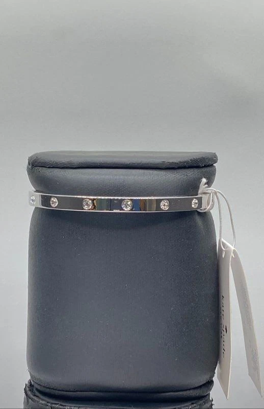 Bracciale Kate Spade tono argento cristallo trasparente cerniera 2 1 2" nuovo con etichette 21 3 g