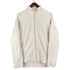 Duluth Trading Co Womens Beige Fleece Full Zip Jacket Mock Neck Size L Casual