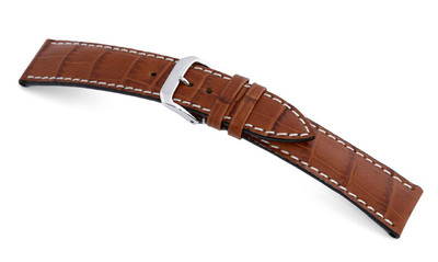 RIOS1931 Embossed Alligator Grain Watch Band Strap 18 mm Cognac ''NEW ORLEANS''