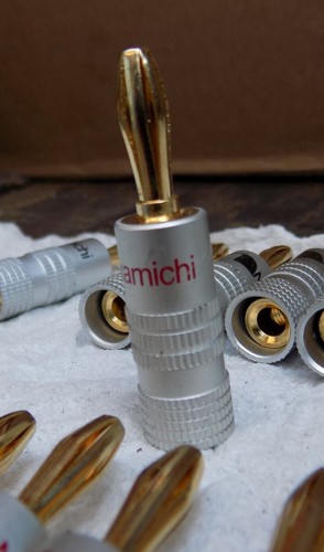 New NAKAMICHI Gold Plate 4mm Plug Cable Wire Audio Speaker Connector Set of 2 Pc - Picture 6 of 6