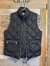 Woolrich Womens Down Puffer Vest Medium Black Quilted Pockets Full Zip Outdoor