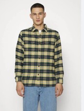 Levis Mens Jackson Worker Yellow Blue Flannel Check Relaxed Fit Shirt Sz S