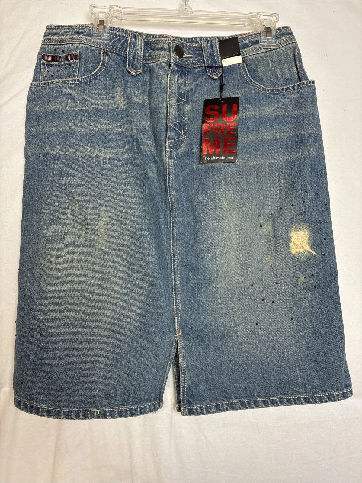 LANE BRYANT DENIM SIGNATURE Primo cloutée en détresse Supreme Ultimate JUPE 14