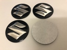 4x Suzuki Wheel Centre Cap Sticker Brand New 56mm Hub Stickers Black / Silver