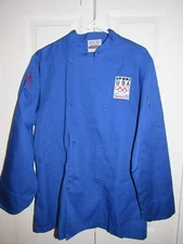 NEW Chef Fashion Blue Button up Catering Uniform Kitchen collar olympics 2010