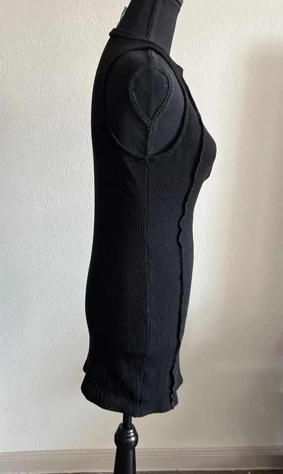 Mini Vestido Bijou Apparel Para Mujer Negro Acanalado Tejido Cuello Redondo Bodycon Talla Grande Foto 3 de 4