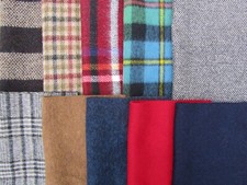 100% Wool Pieces 25x25cm Tweed Remnants Sewing Rag Rug Patchwork Appliqué Crafts